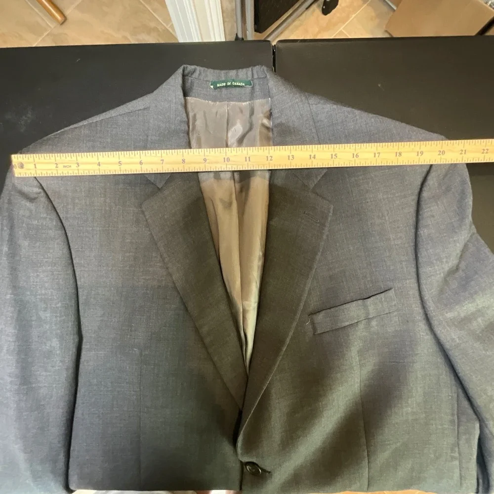 Lauren Ralph Lauren Men Classic Charcoal Grey Two Button Wool Blazer Suit Jacket